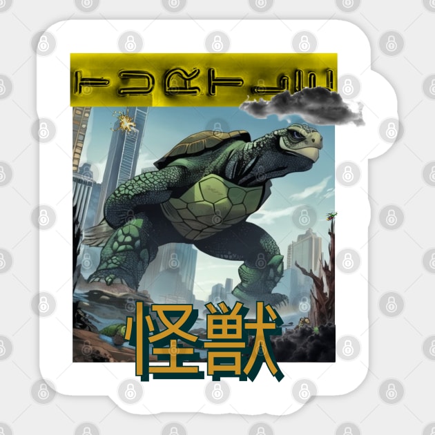 Kaiju Turtle vs the world Sticker by The Illegal Goat Company